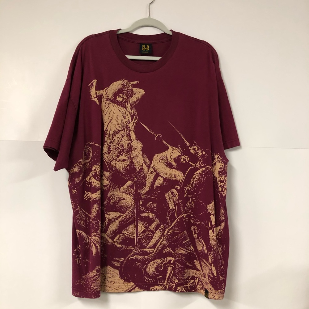 Maroon Heavy Manners Battlefield Tee Size 2XL Vintage